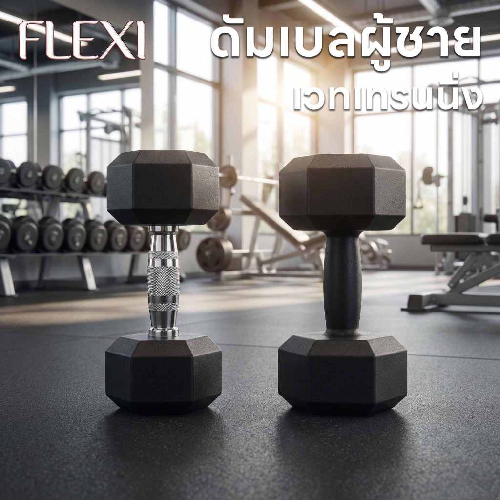 FleXI ดัมเบล ชุดดัมเบลล์หกเหลี่ยมผู้ชาย 2 ชิ้น 5-20 ปอนด์ ฟิตเนสที่บ้าน เครื่องออกกำลังกาย