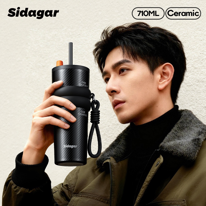 Sidagar Water Cup แก้วเก็บความเย็น 710ML เคลือบเซรามิก แก้วน้ำเก็บอุณหภูมิ แก้วน้ํา Outdoor Sports Water Bottle