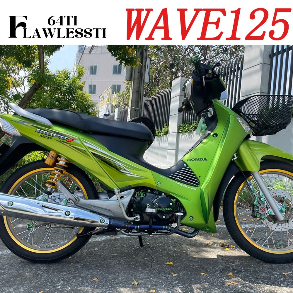 FLAWLESSTI Honda Wave 125i R S Led น็อตไทเทเนียมแท้ น็อตแคร้ง อุดจานไฟ ปิดจานไฟ น็อตแคร้งเครื่อง น็อตบังโซ่ ปิดจานไฟ น็อตฝาปั้มบน น็อตจานดิส มีบ่า น็อตยึดท่อ แกนล้อ แกนล้อหน้า แกนล้อหลัง คันสตาร์ท น็อตอุดกระจก น็อตโช๊คหลัง