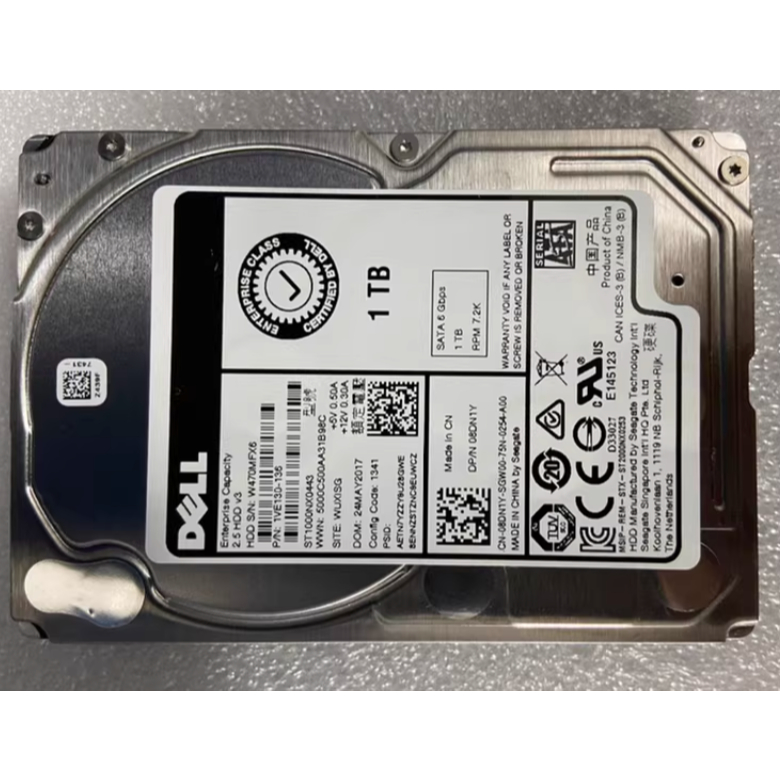 สําหรับ DELL 2.5 SATA 1TB 6 Gbps 7.2K เซิร์ฟเวอร์ฮาร์ดไดรฟ์ ST1000NX0443 8DN1Y