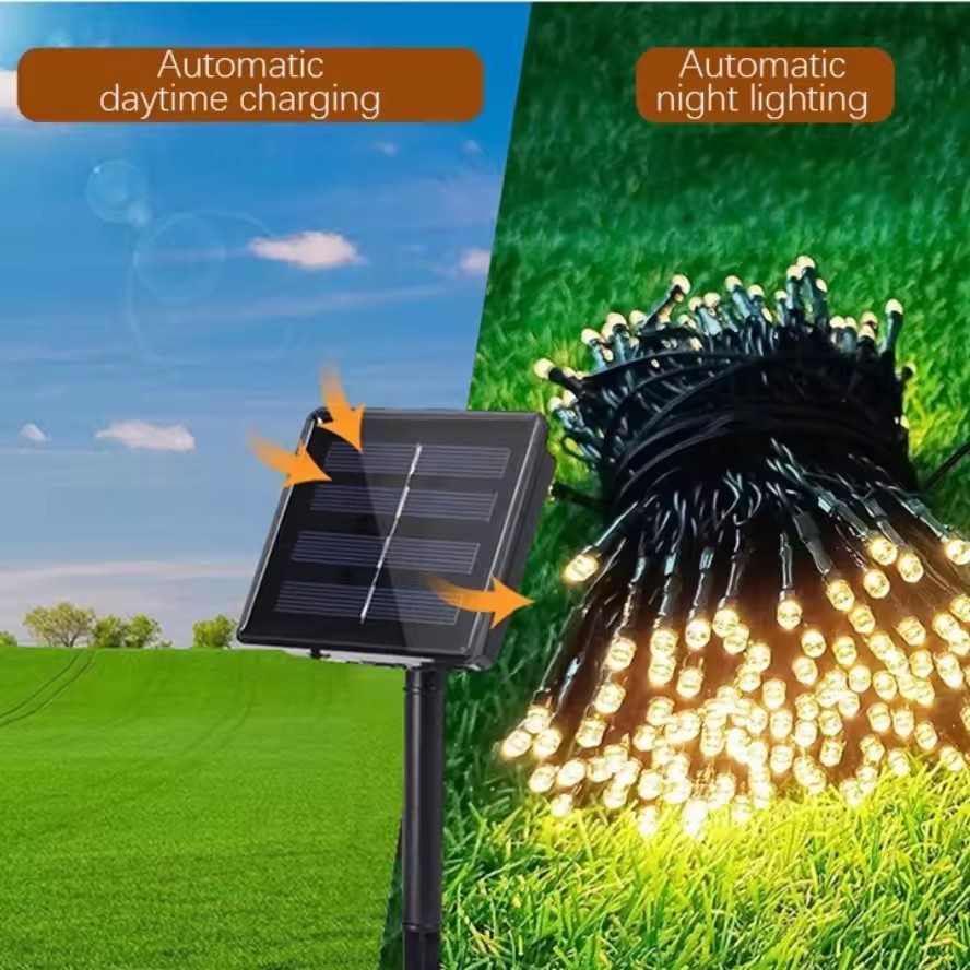 7M 12M 22M พลังงานแสงอาทิตย์ String ไฟ LED Fairy light string ไฟกลางแจ้งกันน้ํา Christmas Party Decor โคมไฟ