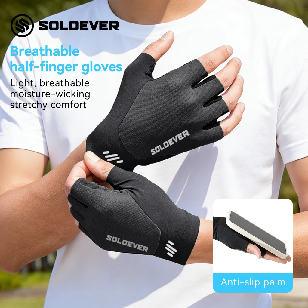 【TH Delivery】SOLOEVER ถุงมือครึ่งนิ้ว ระบายอากาศ กันกระแทก สําหรับขี่จักรยานเสือภูเขา กลางแจ้ง ผู้ชาย ผู้หญิง