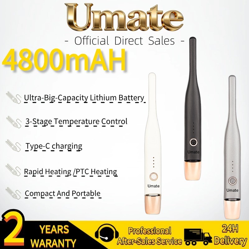 Umate 2 in 1 ผมเหล็กยืดผมแบบพกพา Curler ความร้อนอย่างรวดเร็ว Curling Wand 3 การตั้งค่าความร้อนจอแสดงผลสําหรับทั้งหมด