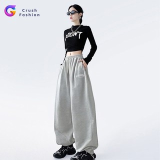 Crush Fashion Unisex Pants High Street Sports Sweatpants Loose Trendy Straight Hip-Hop Wide-Leg Casual