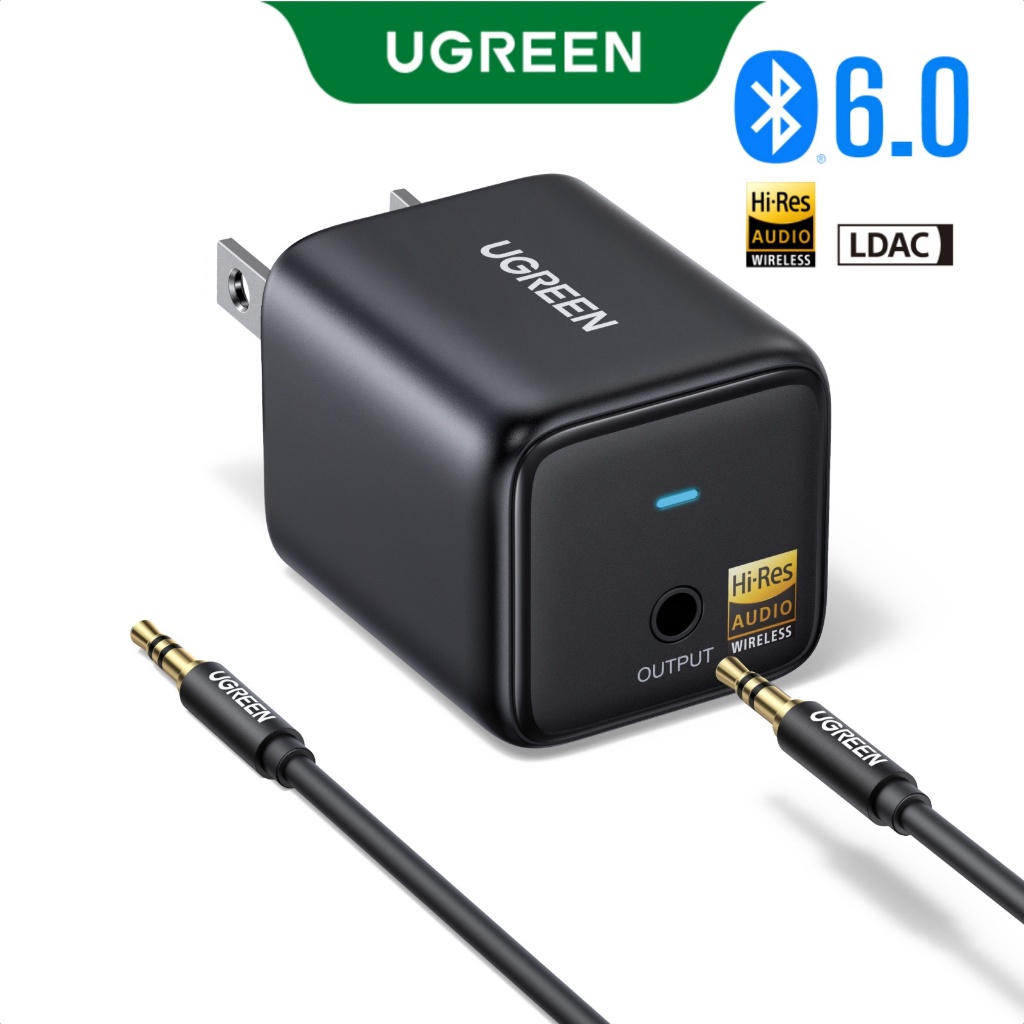 UGREEN ยูกรีน ตัวรับสัญญาณบลูทูธแบบปลั๊กโดยตรง, อะแดปเตอร์เสียงบลูทูธ 6.0 อัปเกรดสําหรับ ไอโฟน/แท็บเ