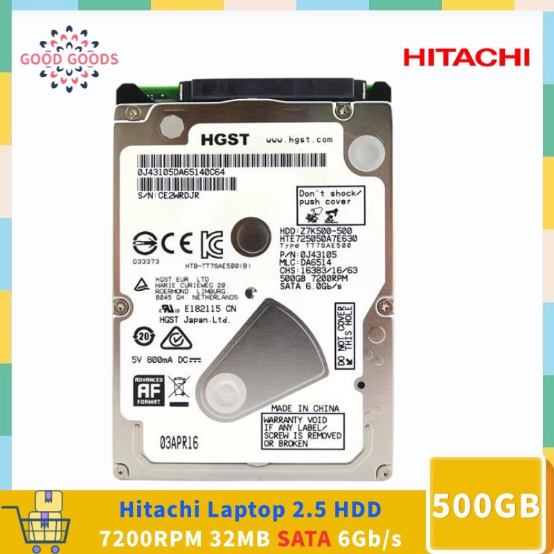 HITACHI/HGST Travelstar Z7K500 แล็ปท็อป 2.5 HDD 500GB HTE725050A7E630 7200RPM 32MB SATA 6Gb/s ฮาร์ดไ