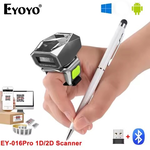 Eyoyo EY-016Pro Wearable ring Barcode Scanner 1D 2D & QR code Barcode Scanner บลูทูธไร้สาย Fast & Lo