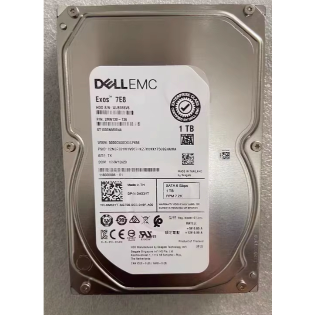 สําหรับ Dell 1T SATA 7.2K Enterprise Server ฮาร์ดไดรฟ์ ST1000NM0004A 0M33YT