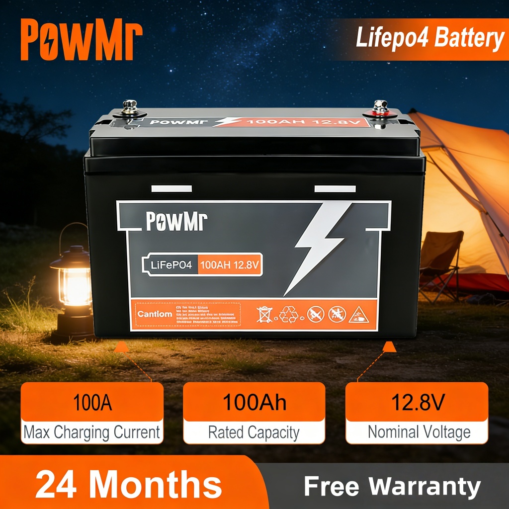 PowMr LiFePO4 แบตเตอรี่ 12V 24V 100Ah 200Ah 300Ah Deep Cycle ในตัว BMS แบตเตอรี่ลิเธียมเหล็กฟอสเฟตสํ