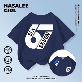 【จัดส่งจากกรุงเทพฯ】 เสื้อยืดผ้าฝ้ายสำหรับเด็ก NASA สีขาว ลายพิมพ์ sixseven สำหรับอายุ 3-16 ปี ทั้งเด็กผู้ชายและเด็กผู้หญิง ทรงเรียบหรูทันสมัย