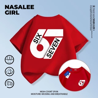 【จัดส่งจากกรุงเทพฯ】 เสื้อยืดผ้าฝ้ายสำหรับเด็ก NASA สีขาว ลายพิมพ์ sixseven สำหรับอายุ 3-16 ปี ทั้งเด็กผู้ชายและเด็กผู้หญิง ทรงเรียบหรูทันสมัย