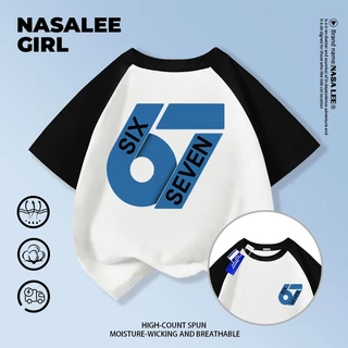 【จัดส่งจากกรุงเทพฯ】 เสื้อยืดผ้าฝ้ายสำหรับเด็ก NASA สีขาว ลายพิมพ์ sixseven สำหรับอายุ 3-16 ปี ทั้งเด็กผู้ชายและเด็กผู้หญิง ทรงเรียบหรูทันสมัย