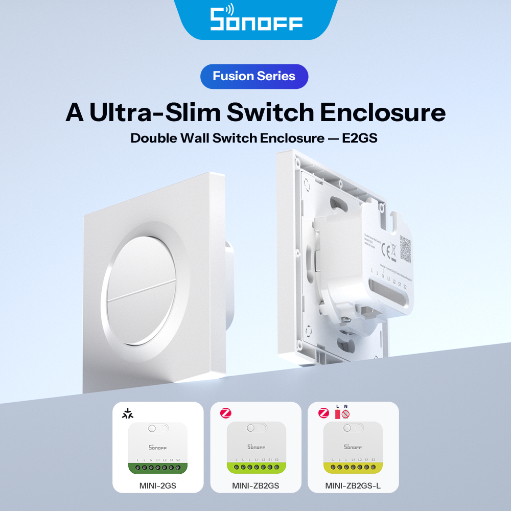 SONOFF E2GS Fusion Series Double Switch Enclosure Design สําหรับ SONOFF MINI-2GS/MINI-ZB2GS/MINI-ZB2