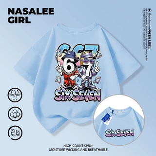 【จัดส่งจากกรุงเทพฯ】 เสื้อยืดผ้าฝ้ายสำหรับเด็ก NASA สีดำ ช่วงเปิดเทอม ลายพิมพ์ sixseven สุดชิค สำหรับเด็กอายุ 3-16 ปี ทั้งเด็กผู้ชายและผู้หญิง ทรงหลวม
