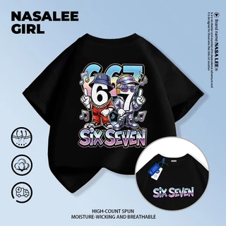 【จัดส่งจากกรุงเทพฯ】 เสื้อยืดผ้าฝ้ายสำหรับเด็ก NASA สีดำ ช่วงเปิดเทอม ลายพิมพ์ sixseven สุดชิค สำหรับเด็กอายุ 3-16 ปี ทั้งเด็กผู้ชายและผู้หญิง ทรงหลวม