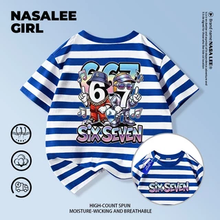 【จัดส่งจากกรุงเทพฯ】 เสื้อยืดผ้าฝ้ายสำหรับเด็ก NASA สีดำ ช่วงเปิดเทอม ลายพิมพ์ sixseven สุดชิค สำหรับเด็กอายุ 3-16 ปี ทั้งเด็กผู้ชายและผู้หญิง ทรงหลวม