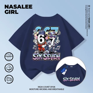 【จัดส่งจากกรุงเทพฯ】 เสื้อยืดผ้าฝ้ายสำหรับเด็ก NASA สีดำ ช่วงเปิดเทอม ลายพิมพ์ sixseven สุดชิค สำหรับเด็กอายุ 3-16 ปี ทั้งเด็กผู้ชายและผู้หญิง ทรงหลวม