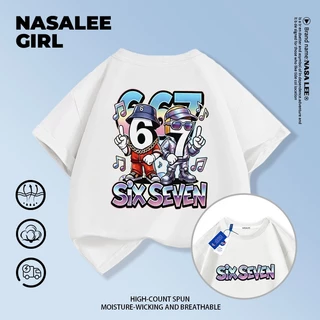 【จัดส่งจากกรุงเทพฯ】 เสื้อยืดผ้าฝ้ายสำหรับเด็ก NASA สีดำ ช่วงเปิดเทอม ลายพิมพ์ sixseven สุดชิค สำหรับเด็กอายุ 3-16 ปี ทั้งเด็กผู้ชายและผู้หญิง ทรงหลวม