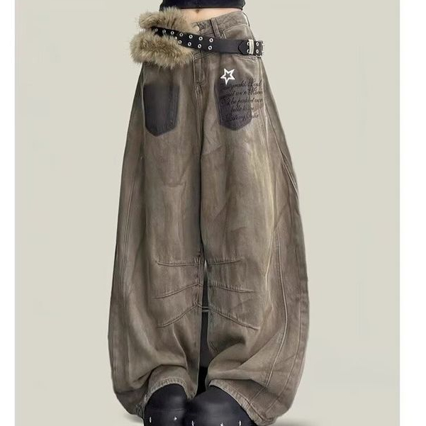 TIANLESIWEI กางเกงคาร์โก้ทรงหลวมสไตล์ฮาราจูกุขอบหยาบเทรนด์สตรีท