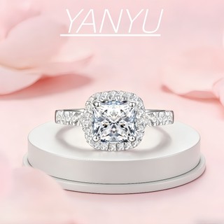 Anel Feminino de diamante quadrado de prata S925 <1 quilate anel de Moissanite presente de dia dos namorados