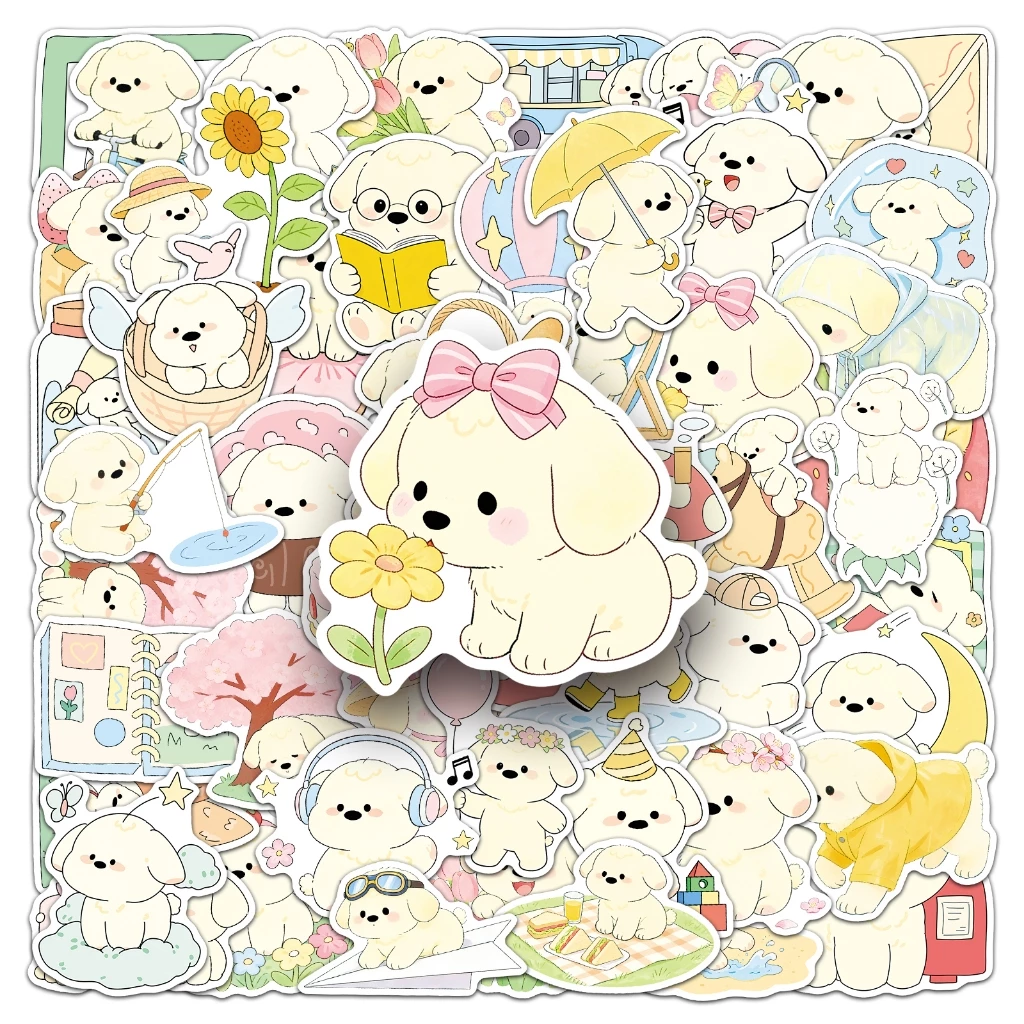 น่ารัก50ชิ้นฤดูใบไม้ผลิการ์ตูนลูกสุนัขสติกเกอร์กันน้ําสําหรับ แก้วน้ํา แล็ปท็อปโทรศัพท์กรณีสติกเกอร์รถกราฟฟิตีสร้างสรรค์ ทําเอง