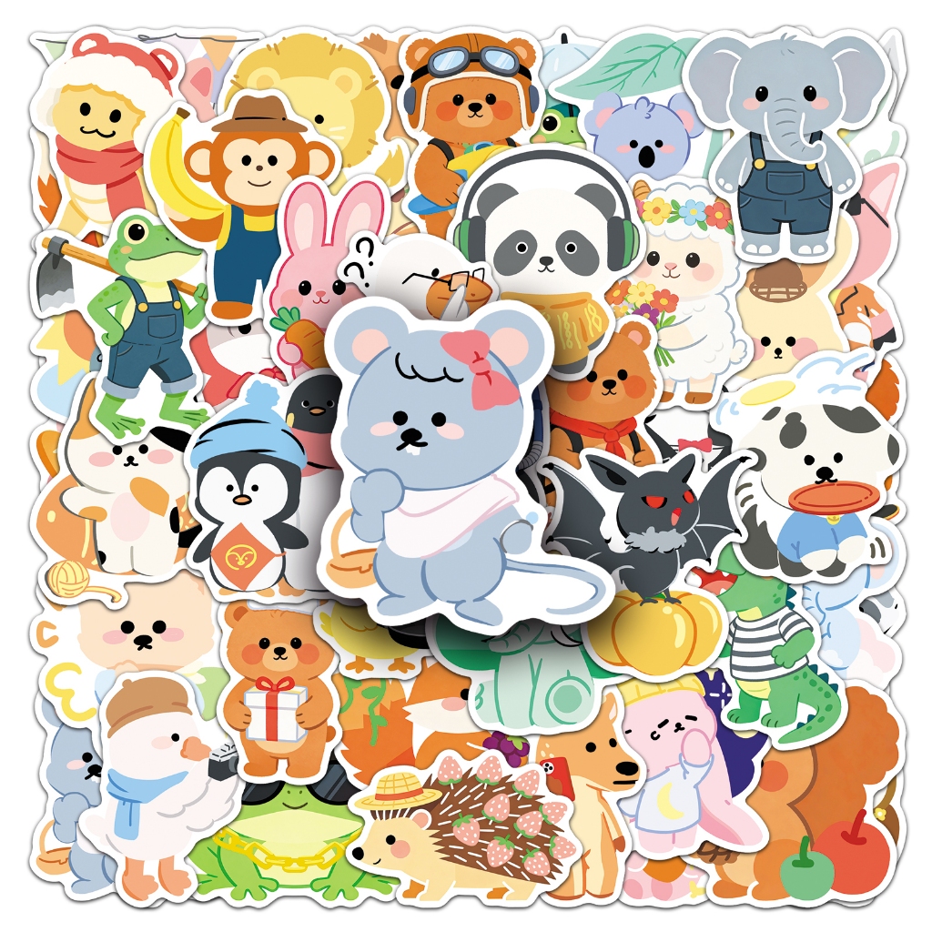 50ชิ้นน่ารักการ์ตูนสัตว์สติ๊กเกอร์สําหรับโทรศัพท์แล็ปท็อปสมุดภาพศิลปะหมวกกันน็อคสติ๊กเกอร์กราฟฟิตีกันน้ํา ทําเอง