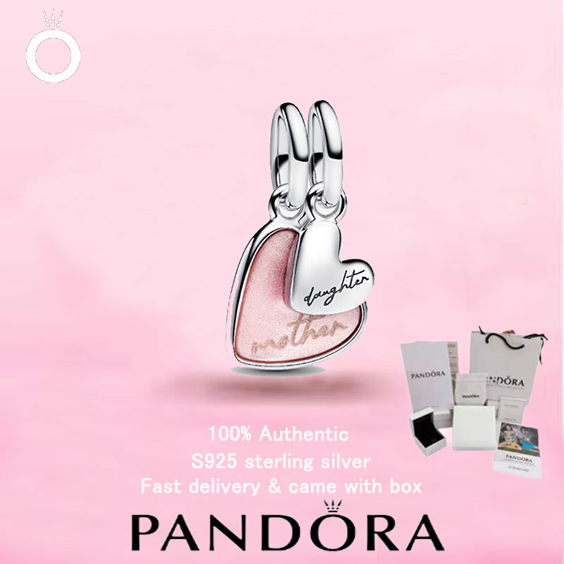 (218)ใหม่ PANDORA S925 เครื่องประดับเงินสเตอร์ลิงของขวัญวันวาเลนไทน์ Top Choice Splittable Mother & Daughter Dangle Charm