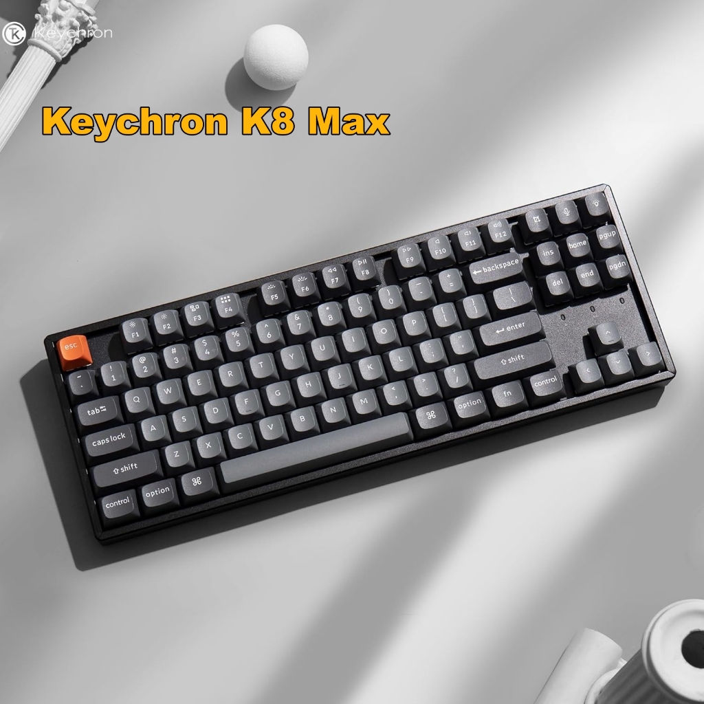 Keychron K8 Max QMK คีย์บอร์ดไร้สายแบบกําหนดเอง, TKL 80% รูปแบบบลูทูธ/2.4G/USB-C โปรแกรม, RGB Backli