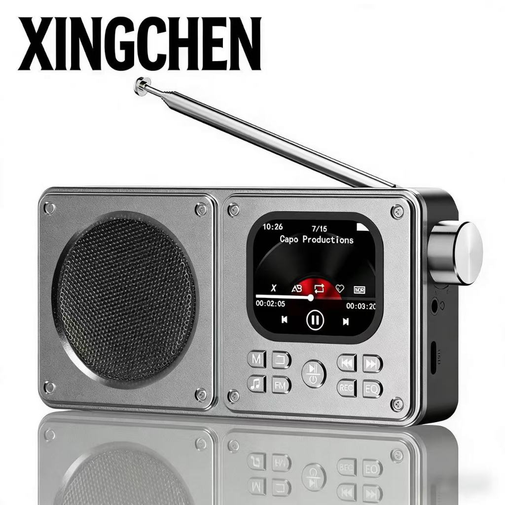 XINGCHEN วิทยุแบบพกพา Multi-functional Mini ชาร์จวิทยุ FM ลําโพงบลูทูธพร้อมจอแสดงผล LCD AUX TF Card MP3 Player