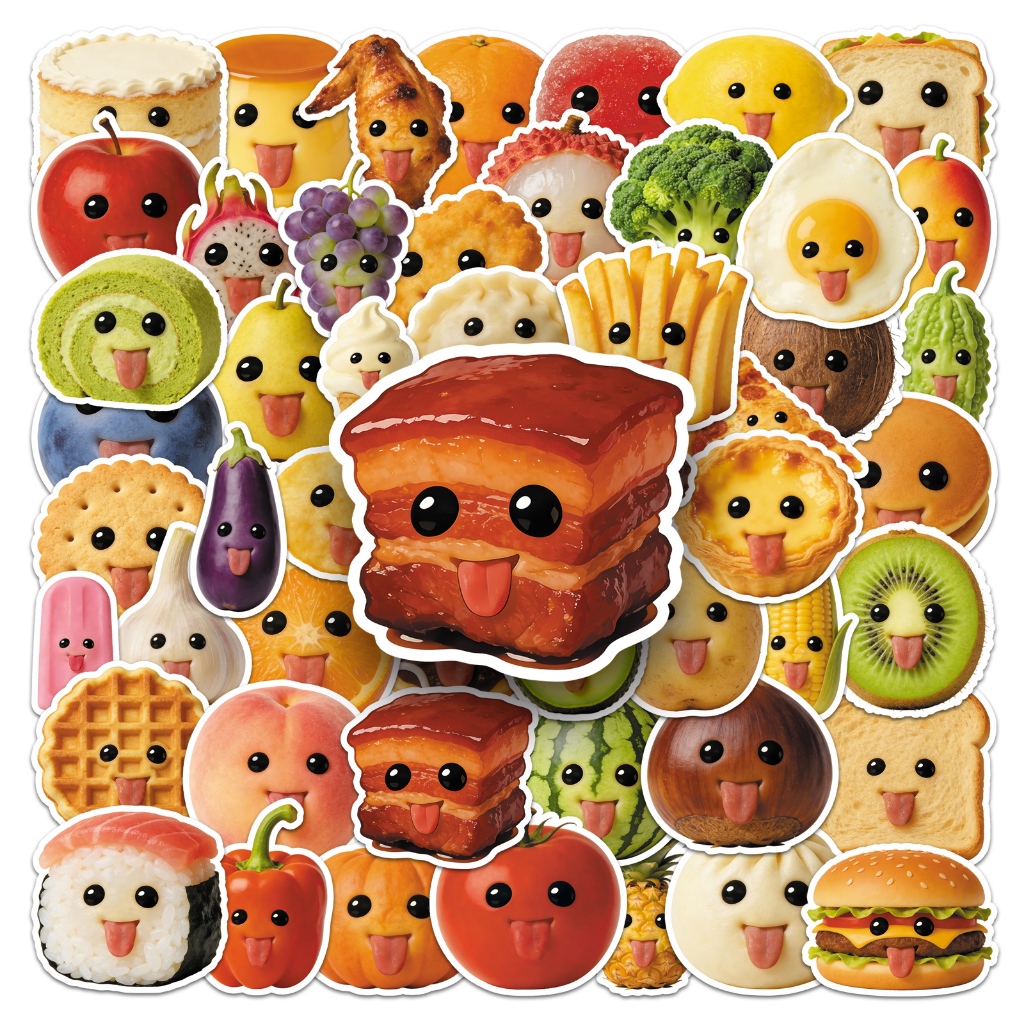 50ชิ้นซุปเปอร์ตลกบทคัดย่อน่ารักสติกเกอร์อาหารสําหรับโทรศัพท์แล็ปท็อปสมุดภาพศิลปะหมวกกันน็อคสติ๊กเกอร์กราฟฟิตีกันน้ํา ทําเอง