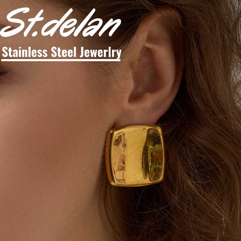 【STDELAN】ต่างหูรูปสี่เหลี่ยมสไตล์ย้อนยุคยุโรปอเมริกา รูปที่ 2