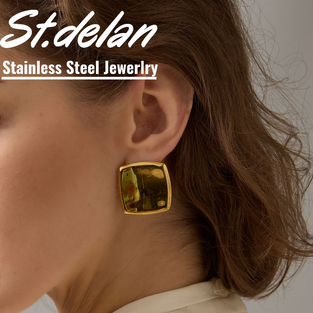 【STDELAN】ต่างหูรูปสี่เหลี่ยมสไตล์ย้อนยุคยุโรปอเมริกา รูปที่ 4