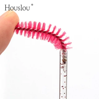 Houslou แปรงขนตาแท่งคริสตัล 50 ชิ้น | แปรงแต่งหน้าขนตาต่อขนตาแบบใช้แล้วทิ้งแบบพกพา