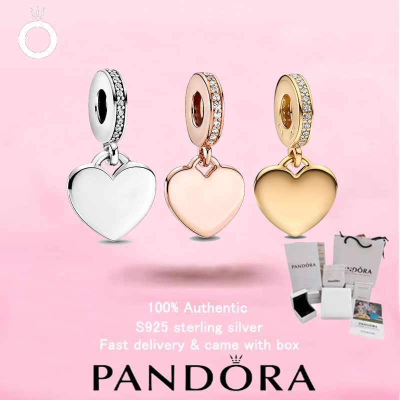 (225)New PANDORA S925 เครื่องประดับเงินสเตอร์ลิงของขวัญวันวาเลนไทน์ Top Choice Heart Tag Dangle Charm