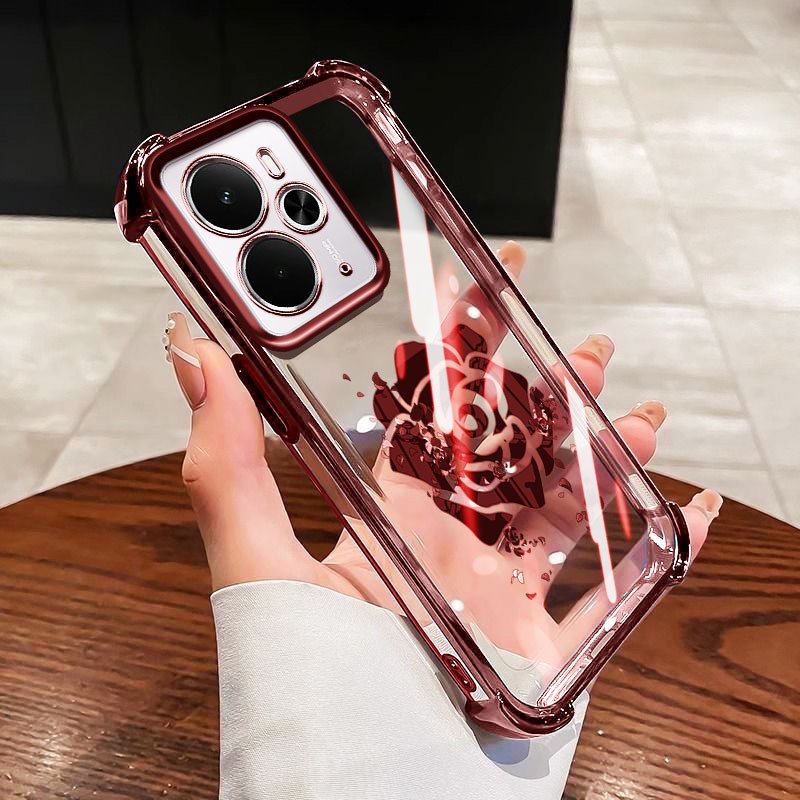 VRQR สําหรับOppo Realme 14T 14X 5G Realme 14 Pro Plus 5G Realme 14 Pro + 5Gแฟชั่นผีเสื้อและRoseโปร่ง