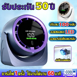 🌀รับประกัน50ปี🌀 8นิ้ว พัดลมตั้งโต๊ะ พัดลมพกพา 60000mAh ลมเร็ว100ระดับ มอเตอร์เยอรมัน ใบพัดกังหัน7ใบลมแรงเงียบ พัดลมหมุนเวียน