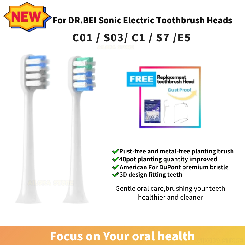 【Toothbrush Heads】12PCS Replacement Brush Heads For DR.Bei C01 / S03 / C1 / C2 / S7 / E5 Sonic Elect