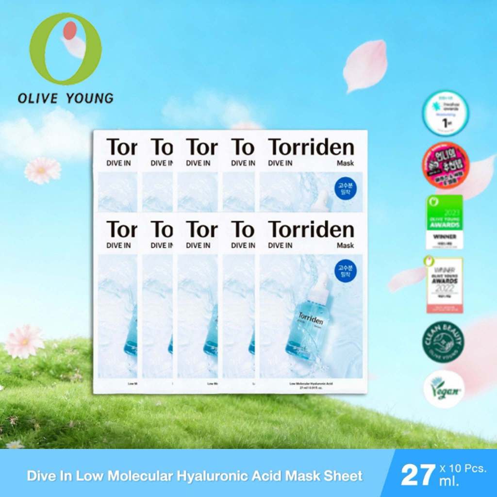 (10 แผ่น) Torriden Dive In Mask Sheet (27mlx10) - มาส์กหน้ากรดไฮยาลูโรนิก Torriden บํารุงและให้ความชุ่มชื้นแก่ผิว