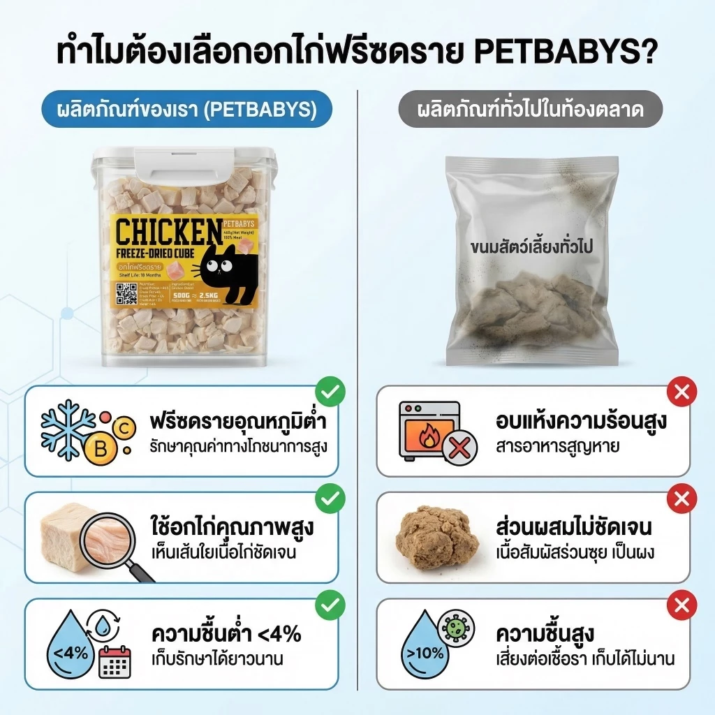 🐱อกไก่เต๋า🐶อกไก่ฟรีซดราย 100%ฟู้ดเกรด ขนมแมว ฟรีซดรายแมว ไก่ฟรีซดราย ขนมฟรีซดรายแมว ไก่ฟรีซดรายแมว thumbnail 6