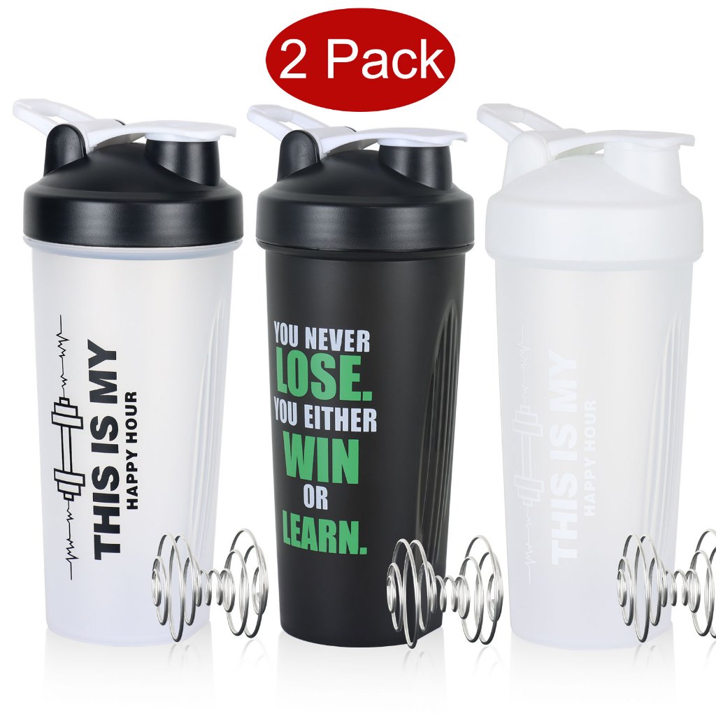 GEMFUL ขวดเครื่องปั่นโปรตีน 2 แพ็ค 600 มล. BPA-Free Leak Proof สําหรับยิมสปอร์ต