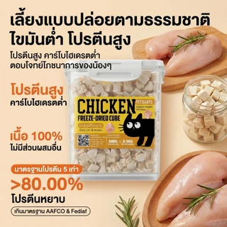 🐱อกไก่เต๋า🐶อกไก่ฟรีซดราย 100% ฟู้ดเกรด ขนมแมว ฟรีซดรายแมว ไก่ฟรีซดราย ขนม ไก่แมว