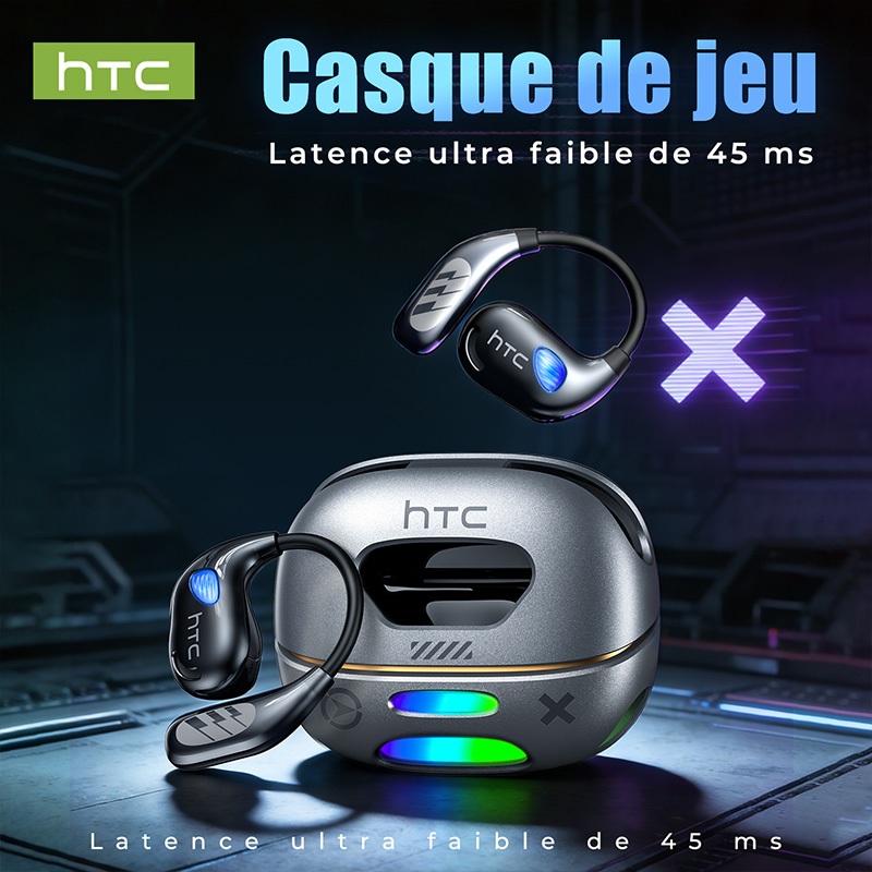 HTC NE69 หูฟังบลูทูธ ไร้สาย หูฟังแปลภาษาAI HiFi HD โทรไมโครโฟน หูฟัง IPX5กันน้ำ Touch-Control หูฟังไร้สาย อายุการใช้งานแบตเตอรี่ที่ยาวนานเป็นพิเศษ