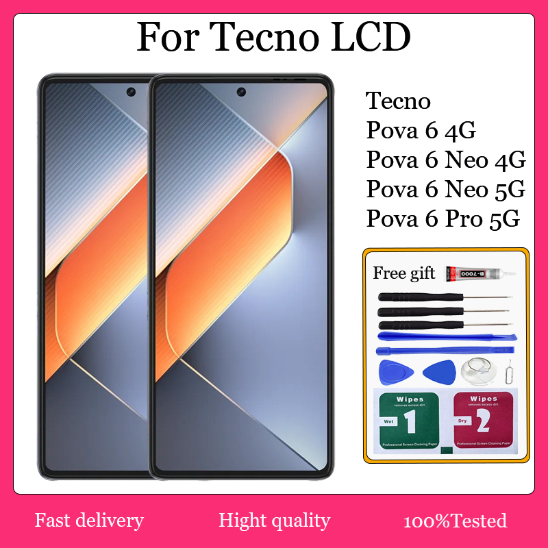 ต้นฉบับสําหรับ Tecno Pova 6 4G / Pova 6 Neo 4G / Pova 6 Neo 6 5G / Pova 6 Pro 5G จอแสดงผล LCD หน้าจอ