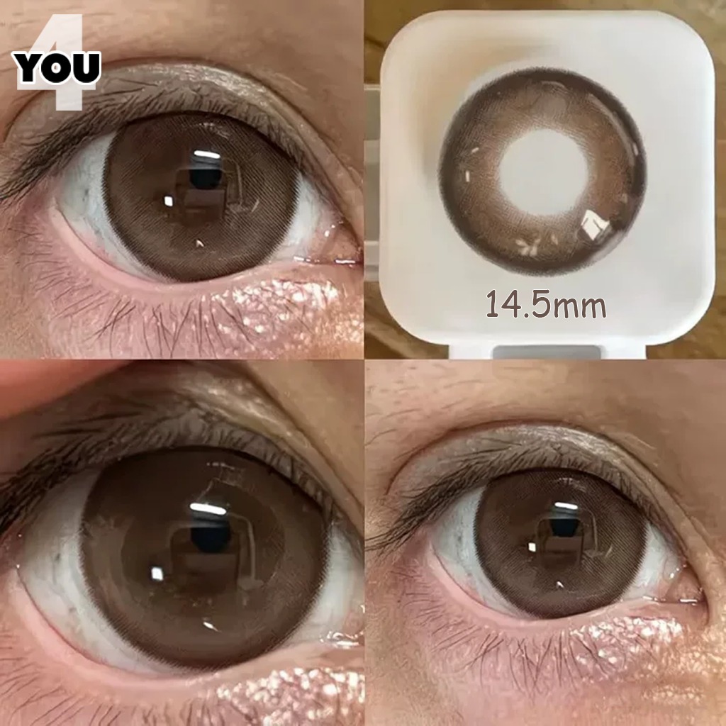 4YOU (COD) Power (0.00~-8.00)Big Eyes Natural Brown Blue Colored Contact Lense Soft lens 1 ปี 14.2~14.5 มม.