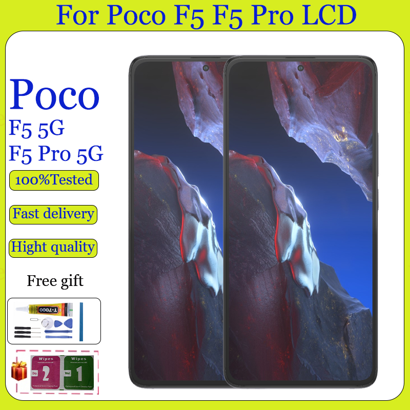 Original AMOLED สําหรับ Poco F5 F5 Pro 5G จอแสดงผล LCD หน้าจอสัมผัสพร้อมการเปลี่ยนกรอบ