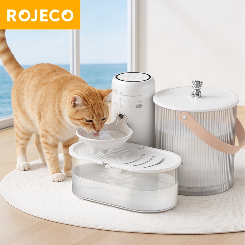 Rojeco 3l น้ําพุแมวทําความสะอาดและแยกน้ําเสียไม่ถอดเปลี่ยนองค์ประกอบตัวกรอง
