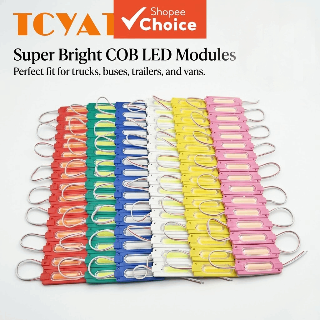 TCYATO 20pcs LED โมดูล 12V 24V COB รถบรรทุกด้านข้าง Super Bright ไฟแสดงสถานะสูงเหมาะสําหรับรถบัสรถบรรทุก Trailer คําเตือนตกแต่งคริสต์มาสสีขาวสีเขียวสีแดงสีฟ้าสีชมพู