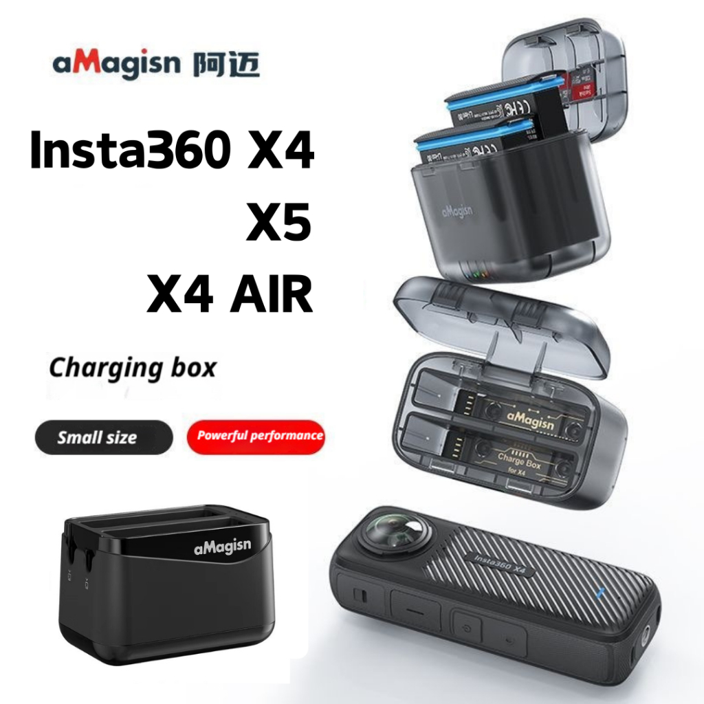 AMagisn เครื่องชาร์จแบตเตอรี่ Hub สําหรับ Insta360 X4 AIR/X4/X5 Charger กล่อง TF Card/SD Card Slots แบตเตอรี่แบบพกพาชาร์จ Butler USB Type C สาย Panorama กล้องอุปกรณ์เสริม