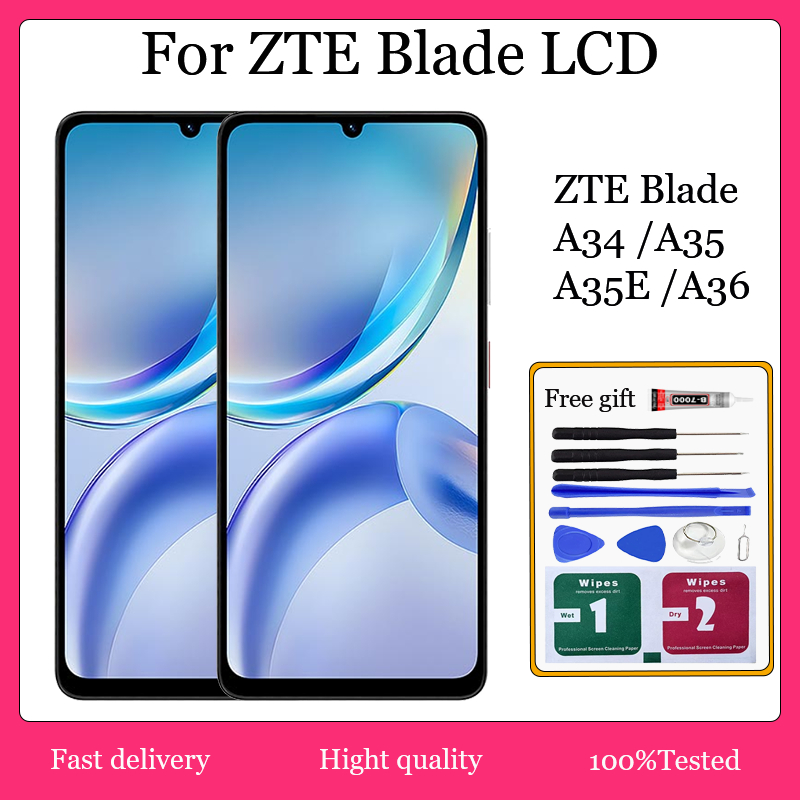 ต้นฉบับสําหรับ ZTE Blade A34 / A35 / A35E / A36 จอแสดงผล LCD เปลี่ยนหน้าจอสัมผัส