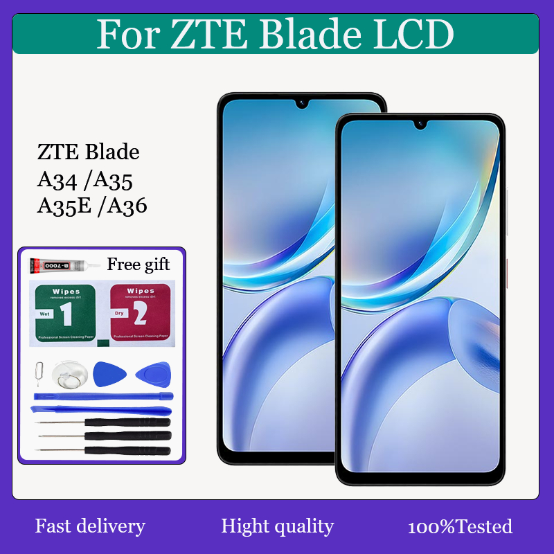ต้นฉบับสําหรับ ZTE Blade A34 / A35 / A35E / A36 จอแสดงผล LCD เปลี่ยนหน้าจอสัมผัส
